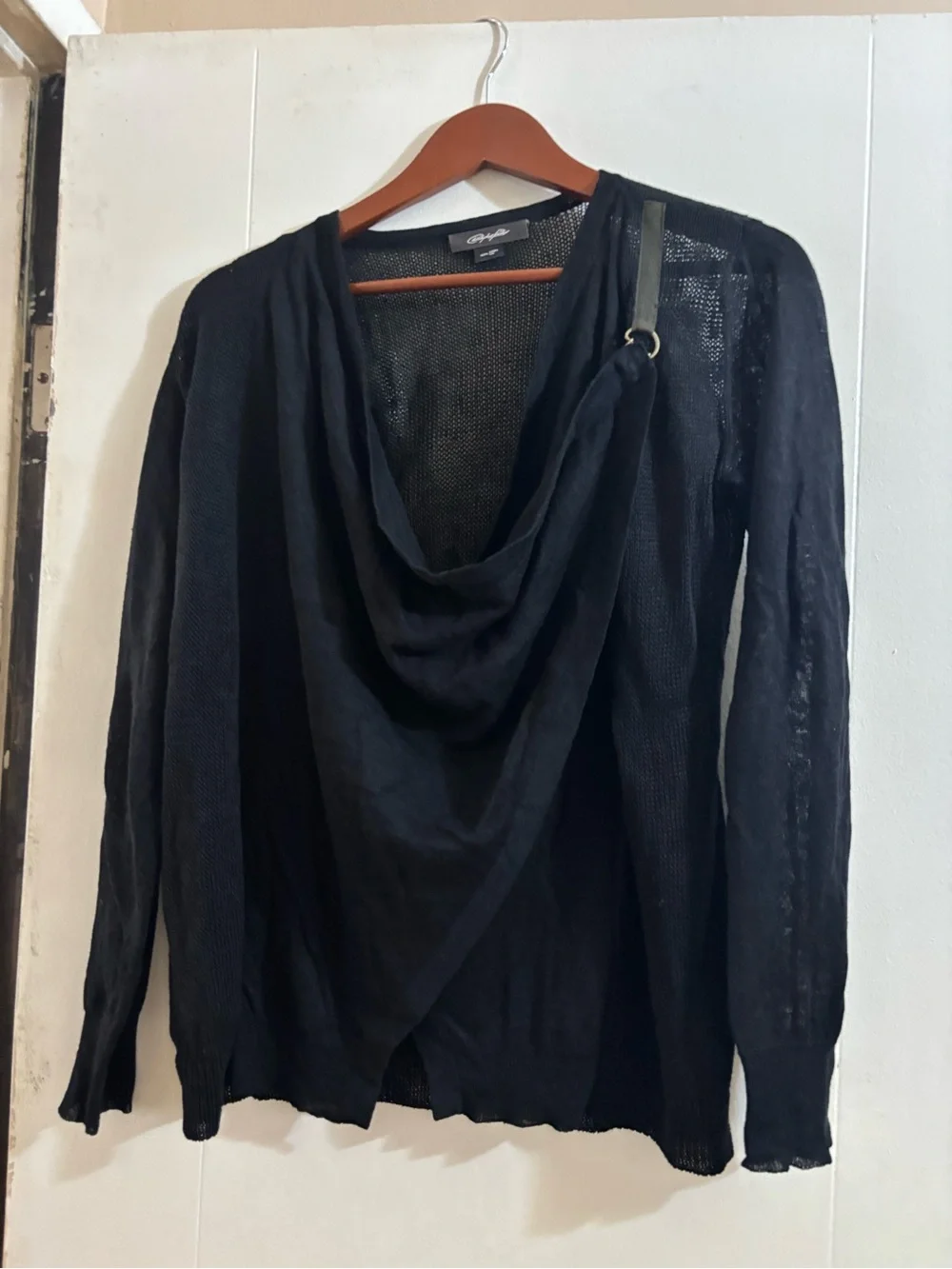 Christopher Kane Black Mesh Linen Blend Top with O-Ring Detail
